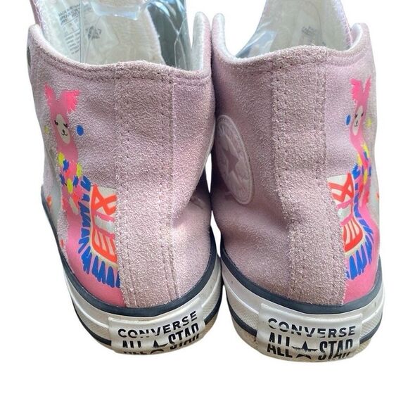 Converse Girls CTAS High GS Playful Llama Pink Suede Sneakers Size 5.5 - Picture 8 of 12